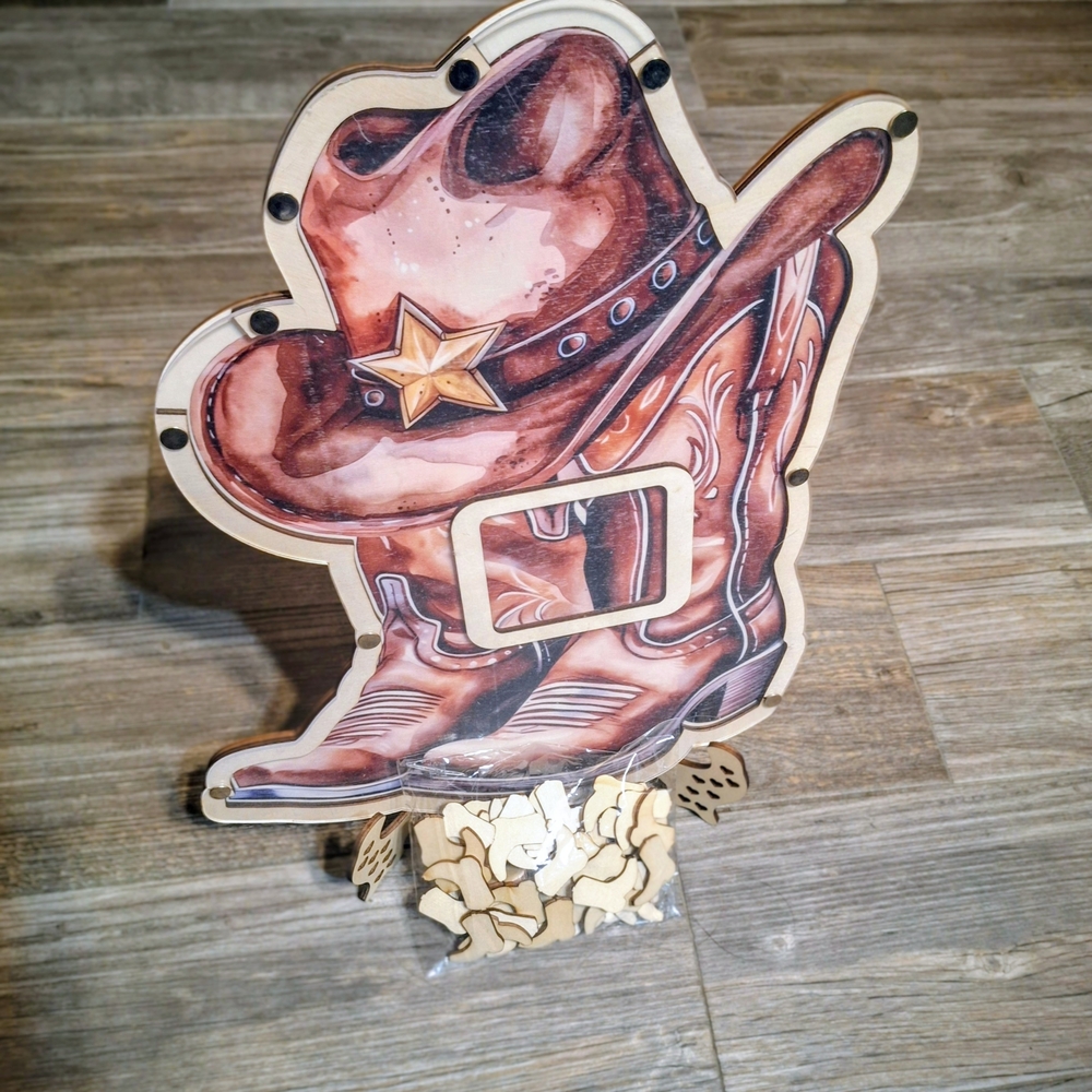 Western Cowboy Hat and Boot Guestbook Sign Frame Decor